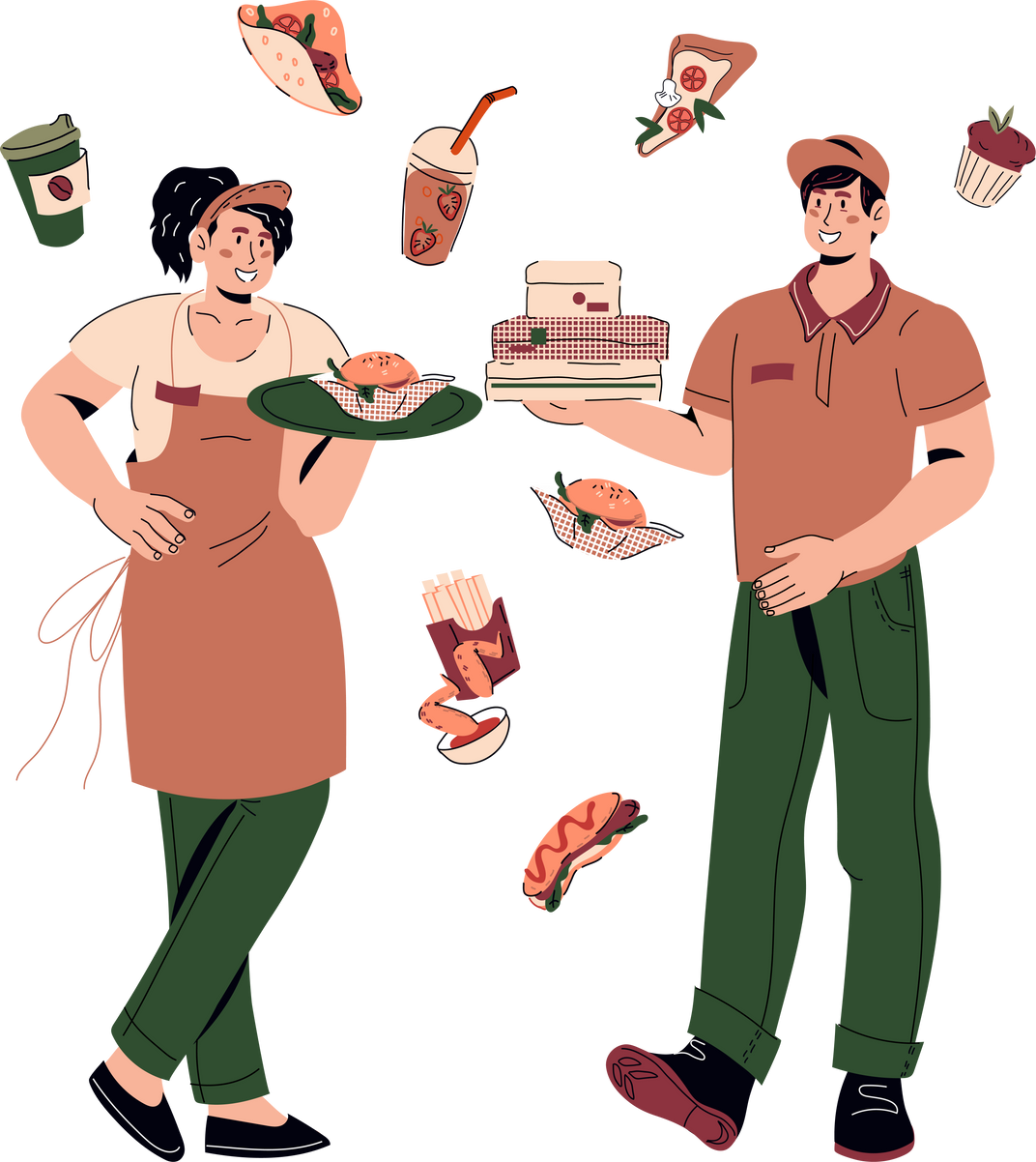 Fast Food Waiters Illustration